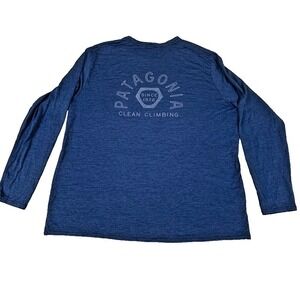 Patagonia Clean Climbing Long Sleeve Tee | Outdoor Hiking Trail Blue Graphic XXL
